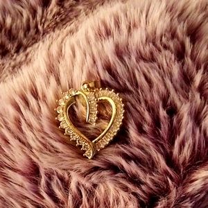 14 kt yellow gold diamond heartshaped necklace charm
